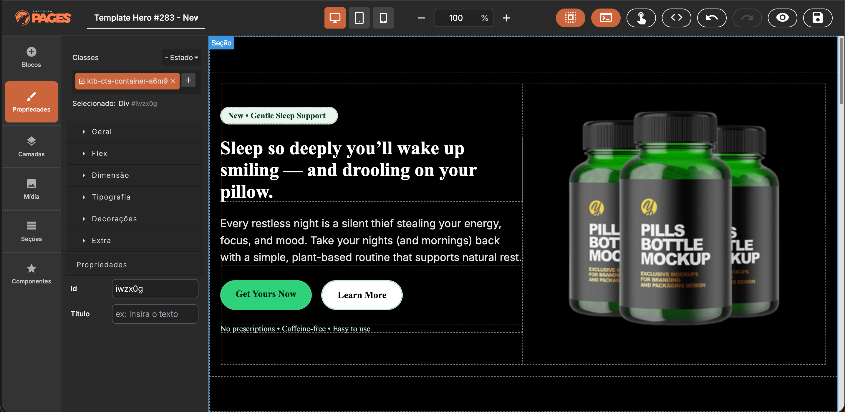Construtor Drag-and-Drop em Ação